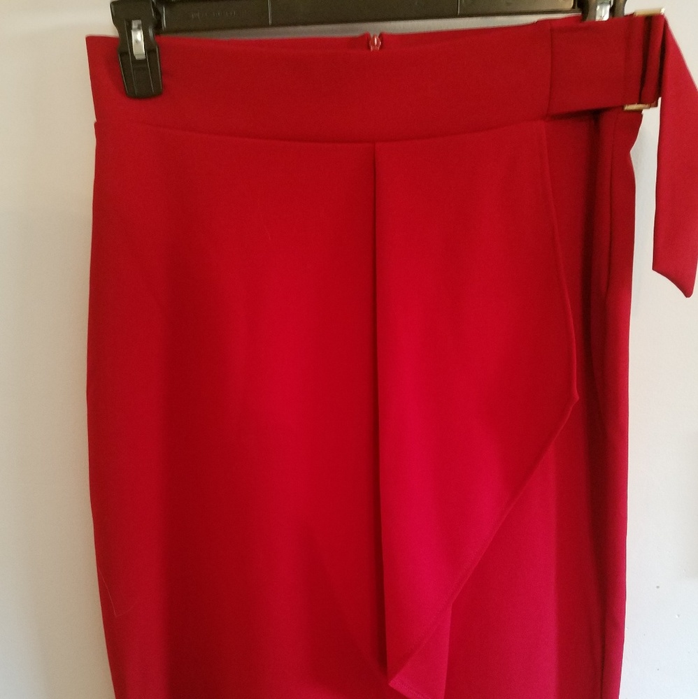 Worthington Red Faux Wrap pencil Skirt